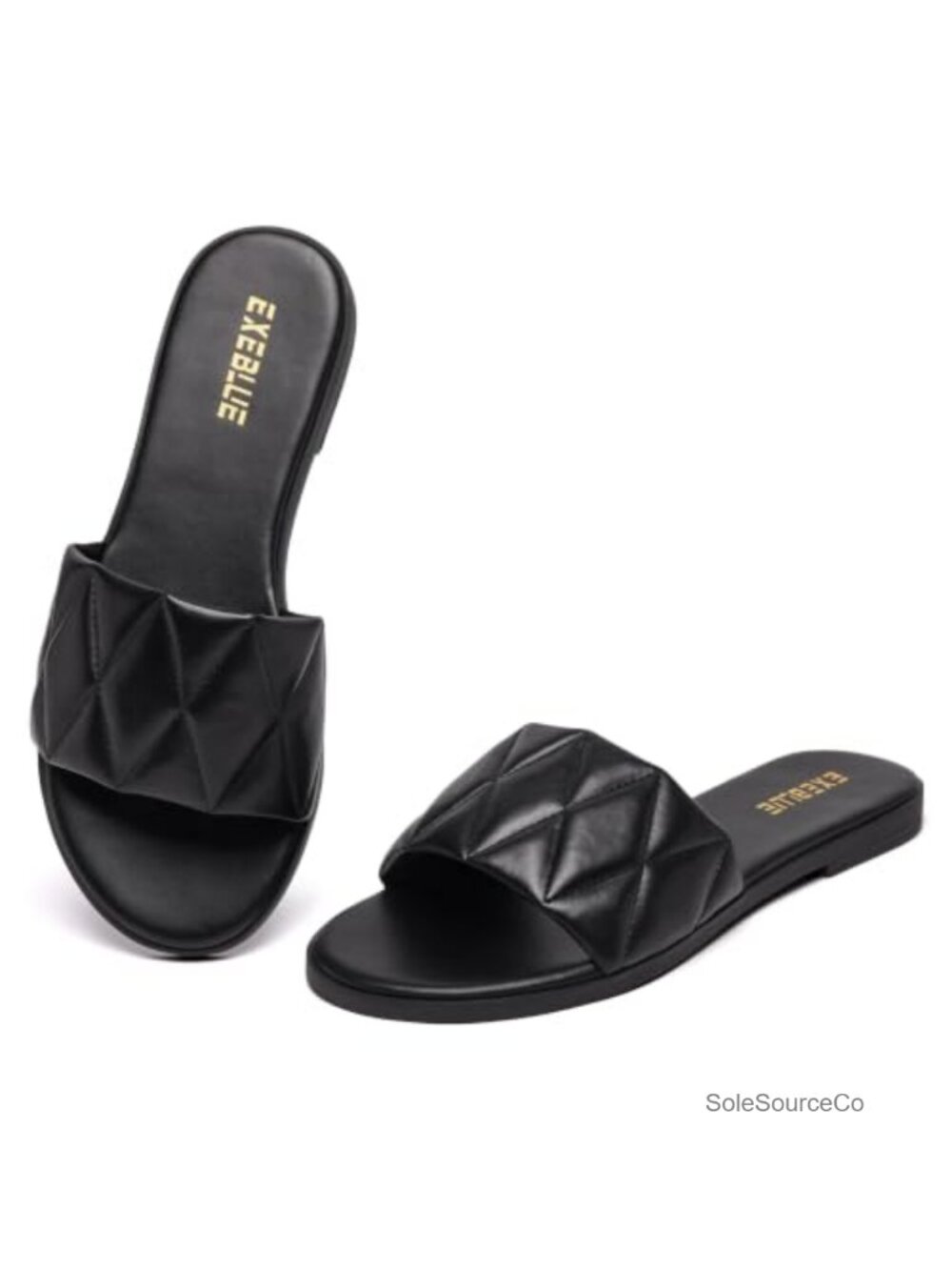 Quilted Open Toe Slip On Flat Slide Sandals Casual Summer Beach Walking